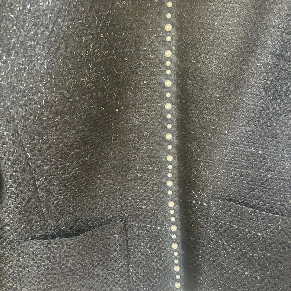 Talbots Black Cropped Blazer with Textured Fabric and Decorative Trim - Picture 2 of 7